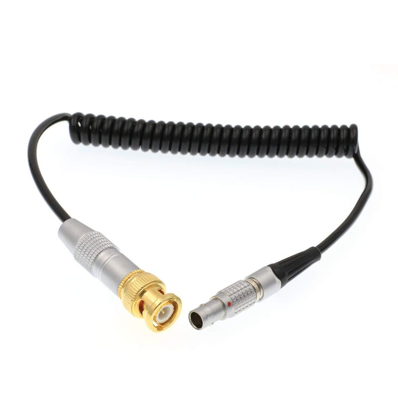 DRRI Coiled Time Code Cable, 1M, BNC to 5 Pin Male, Compatible with ARRI Alexa, Sound Devices, Zaxcom, Lockit Box, Denecke, ACL 204 TC Sync Generator - Image 1